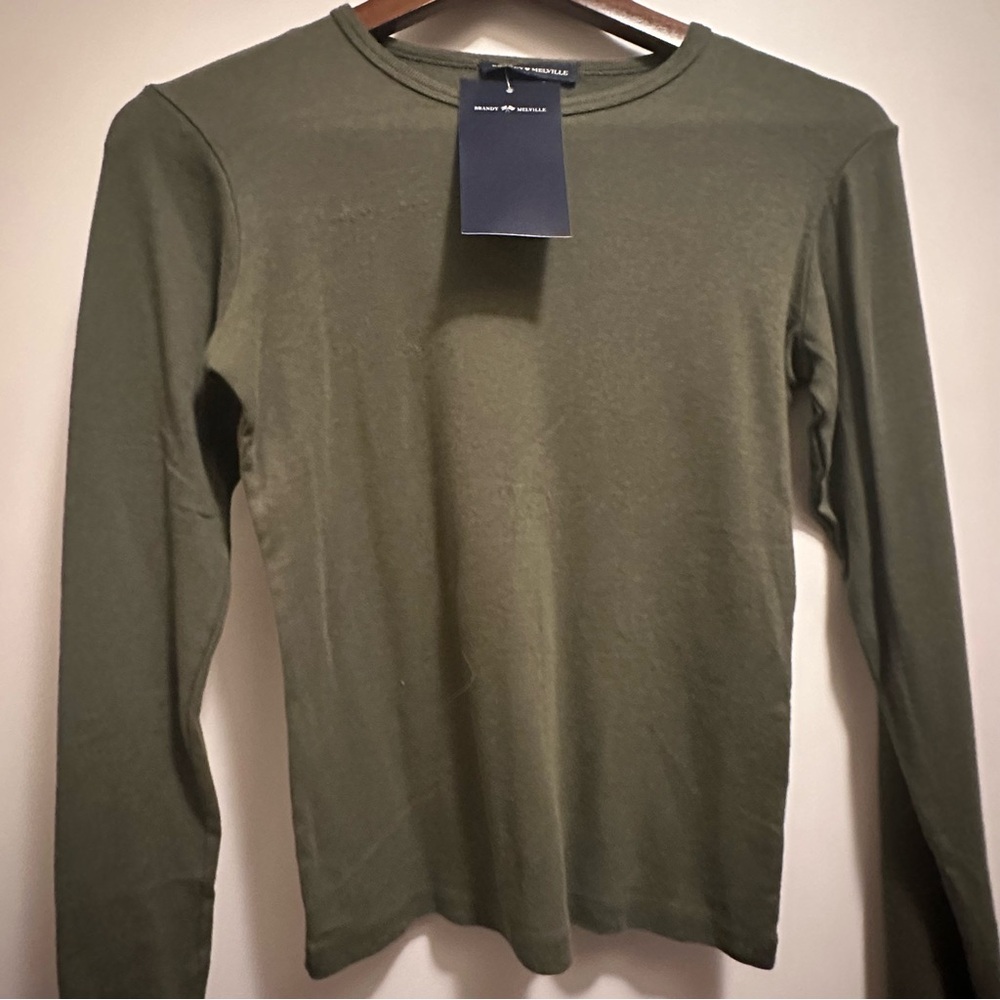 Brandy Melville Olive Green Long Sleeve Shirt - Picture 2 of 3